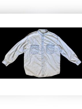 Vintage Andrews Blues Light Wash Denim Shirt Button Down Jean Top Size Large
